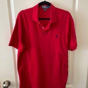 Red polo shirt